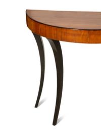 A Pair of Neoclassical Parcel Ebonized Fruitwood Console Tables — Early 19th Century