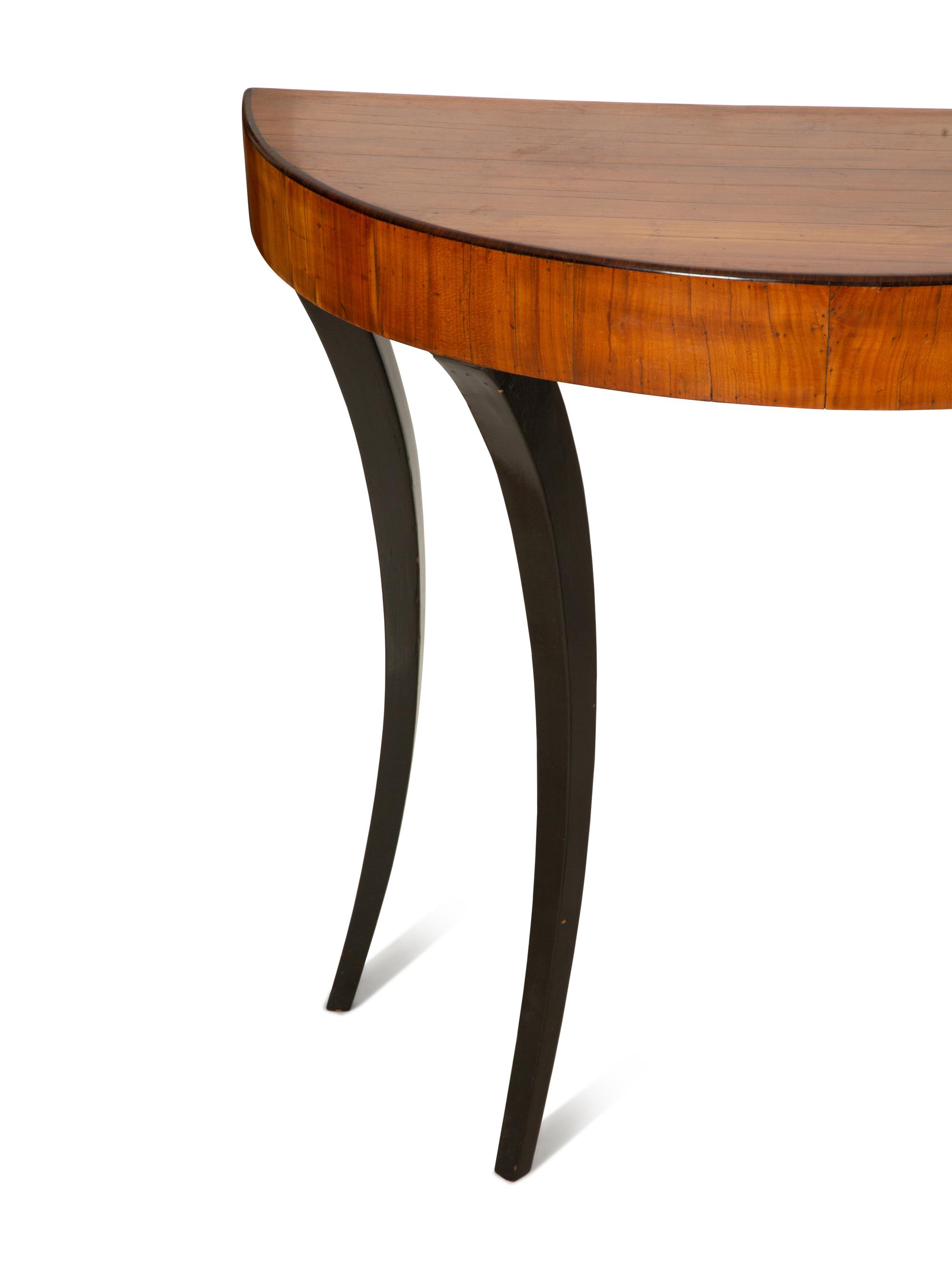 A Pair of Neoclassical Parcel Ebonized Fruitwood Console Tables — Early 19th Century