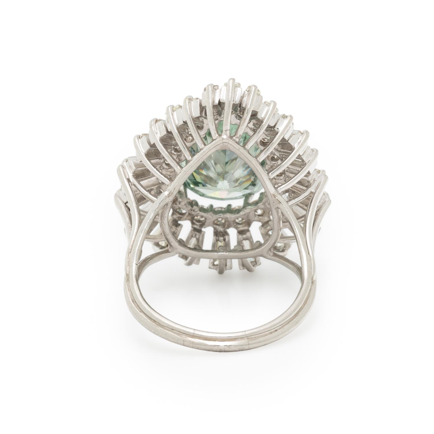 TREATED COLORED DIAMOND, DIAMOND, AND WHITE GOLD RING