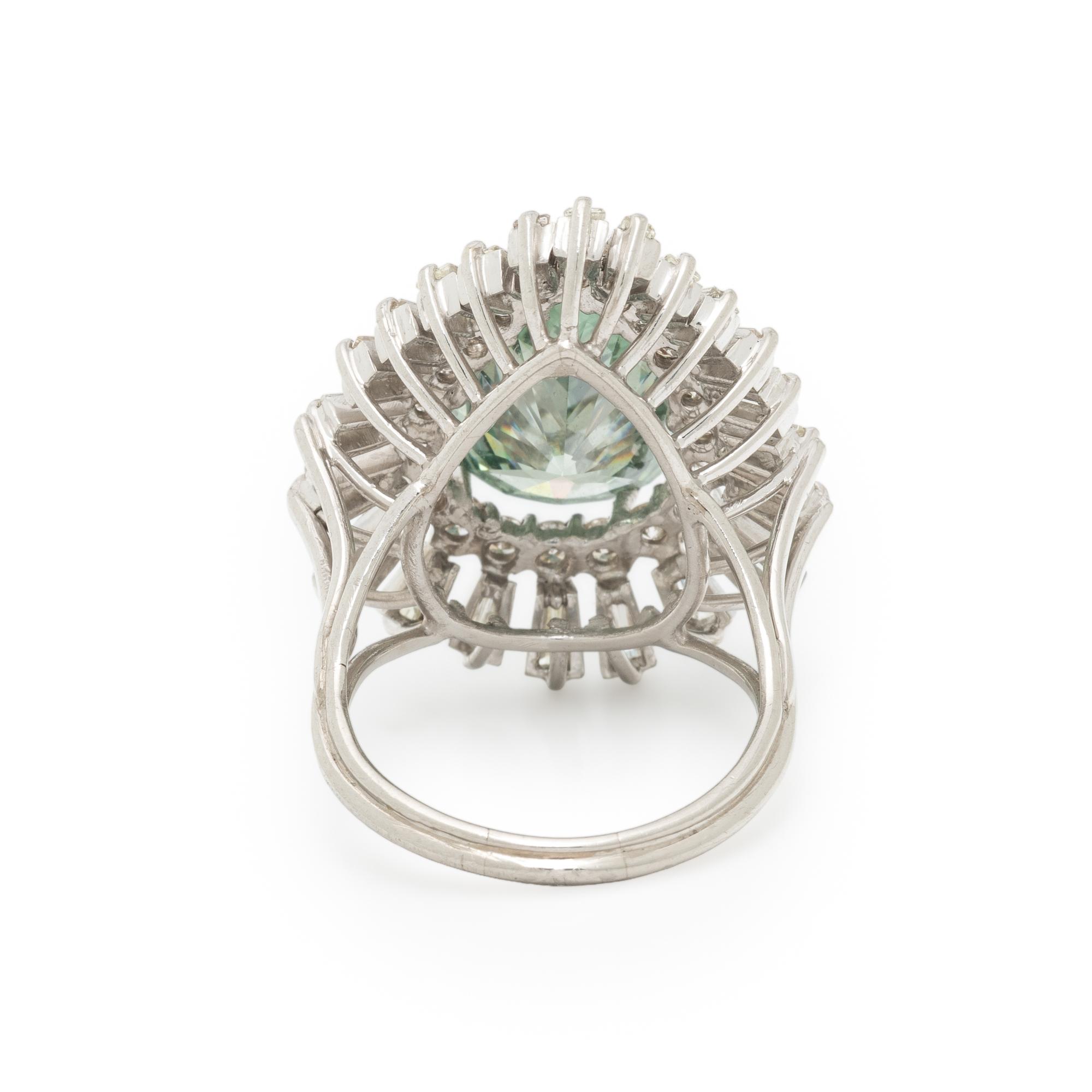 TREATED COLORED DIAMOND, DIAMOND, AND WHITE GOLD RING