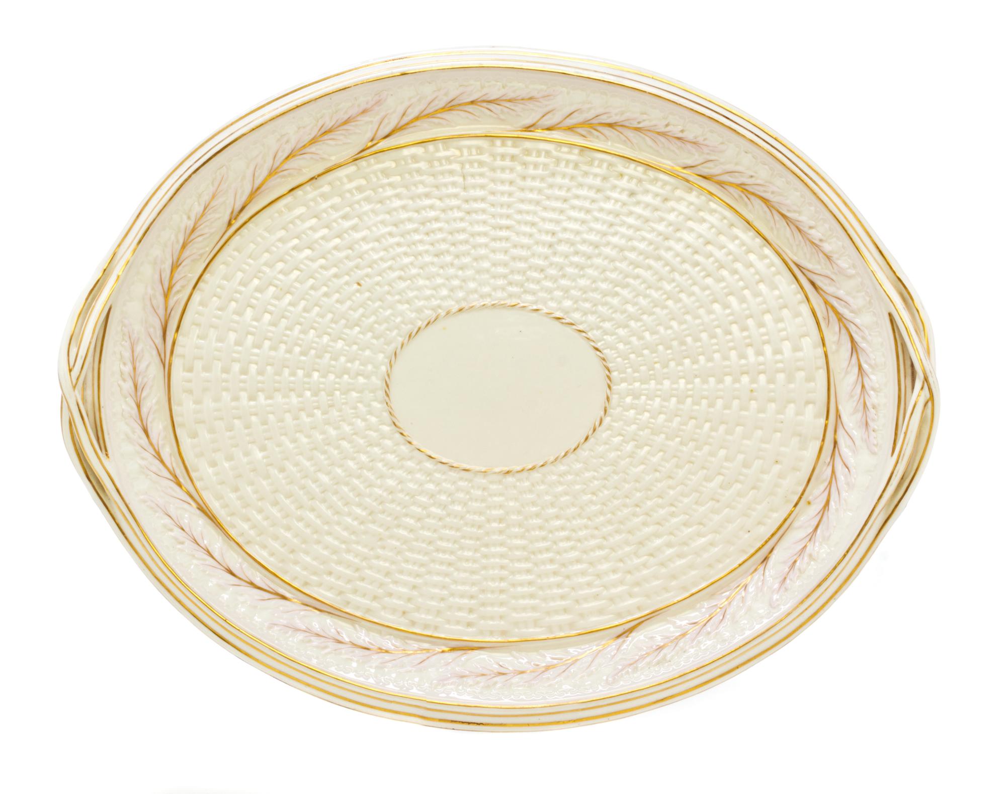 A Belleek Artichoke Tray, Width 18 inches.