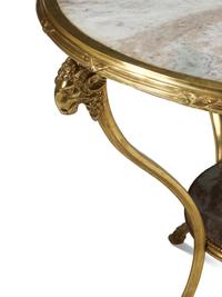 A Pair of French Neoclassical Style Gilt Bronze and Marble Guéridons