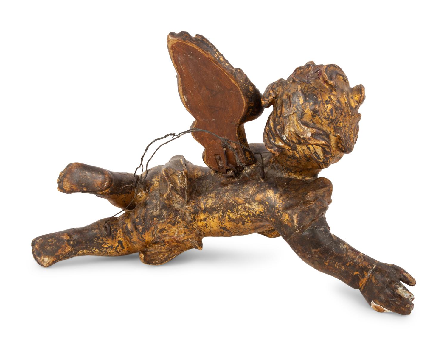 An Italian Giltwood Cherub Figure
