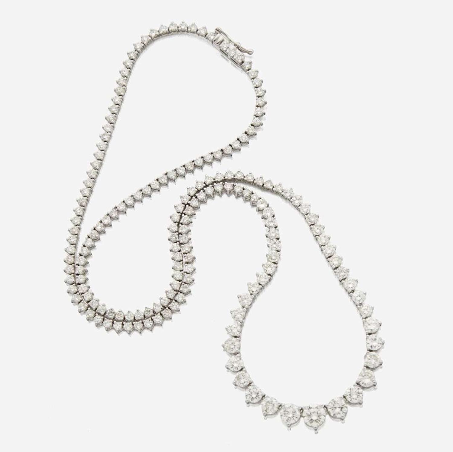 A diamond and white gold rivière necklace