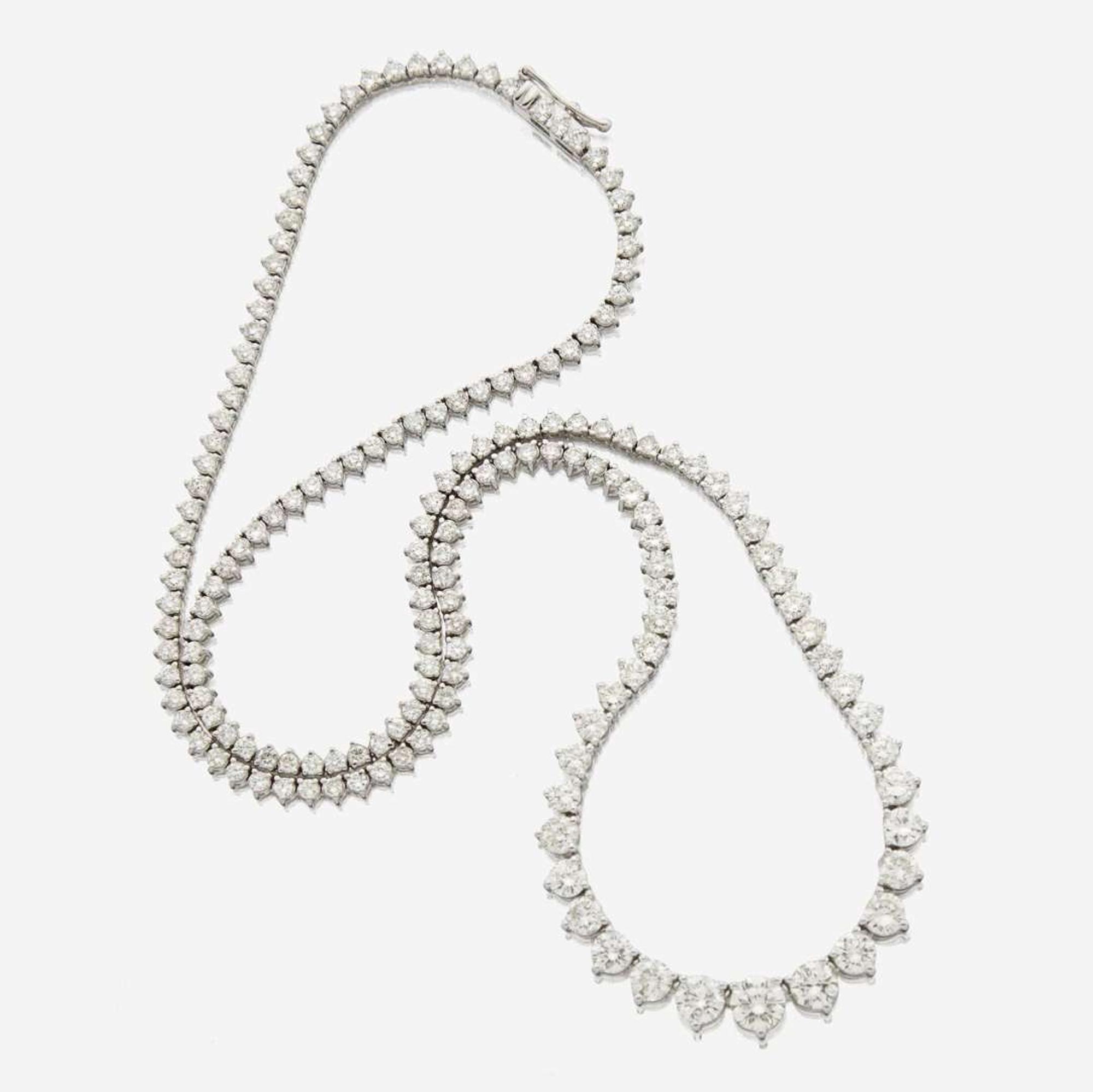 A diamond and white gold rivière necklace