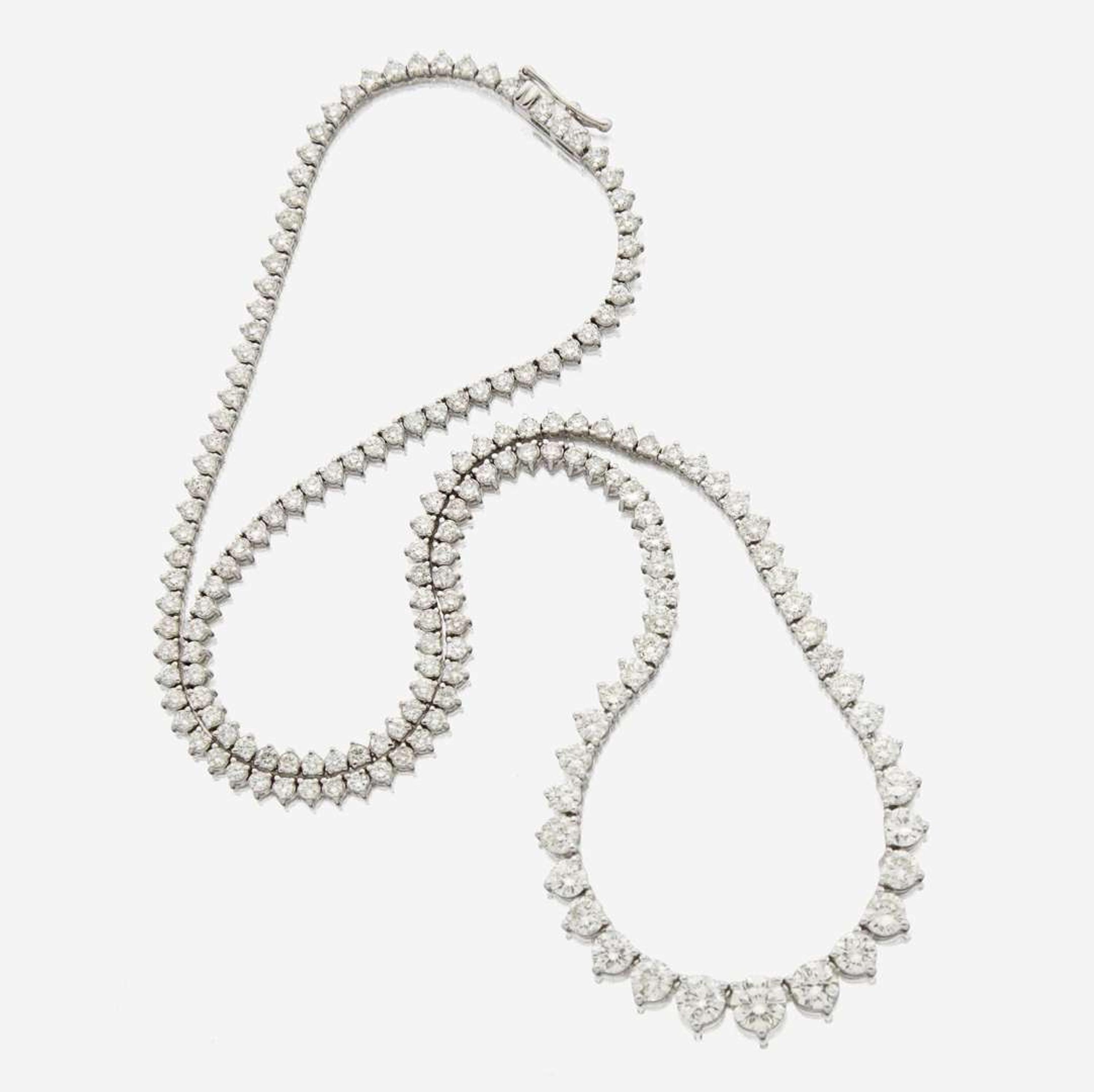 A diamond and white gold rivière necklace