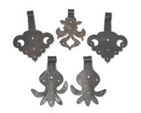A Group of Five Wrought Iron Door Hinges, Pennsylvania and France, 18th Century