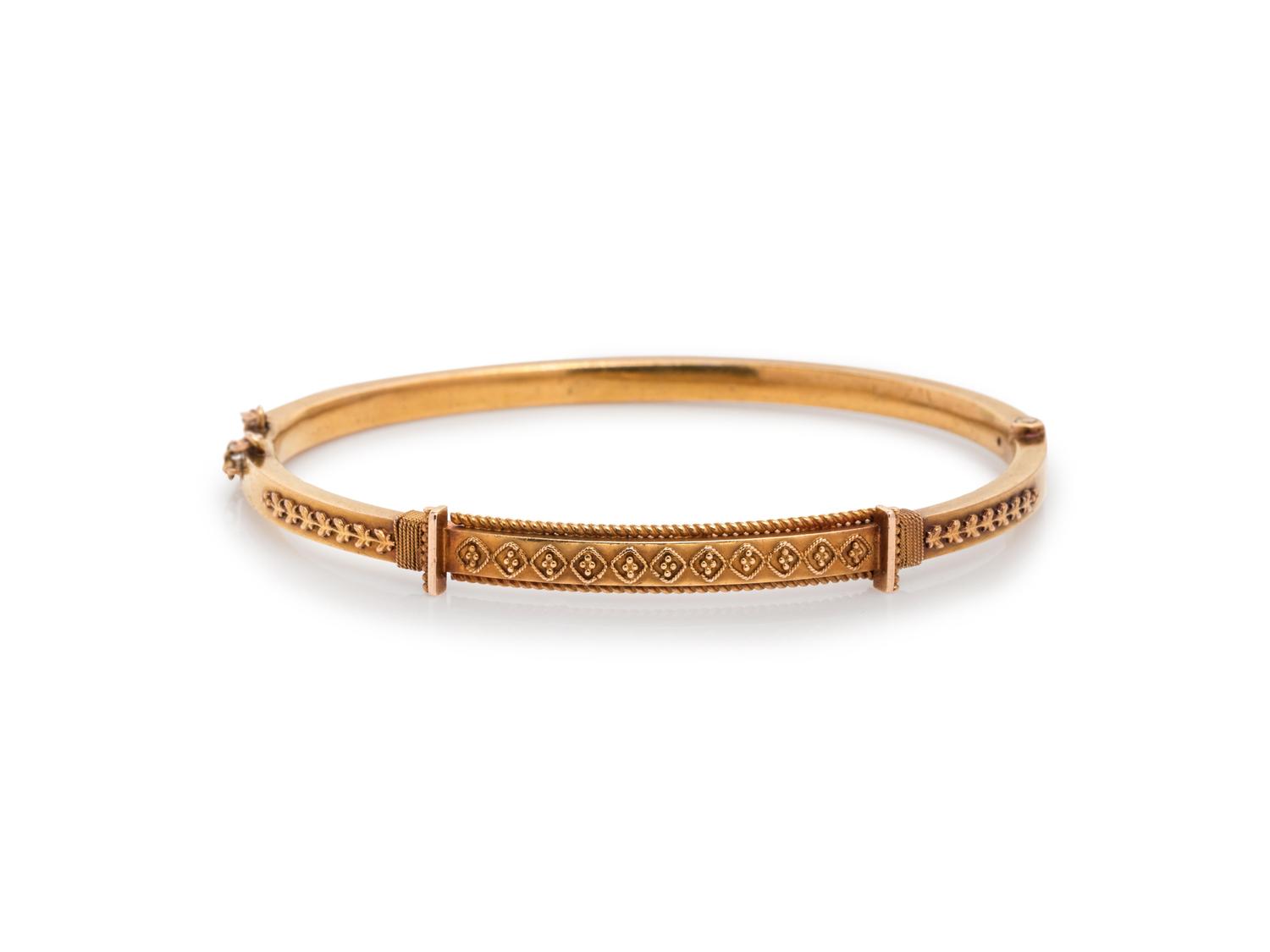 Etruscan Revival, Gold Bangle Bracelet