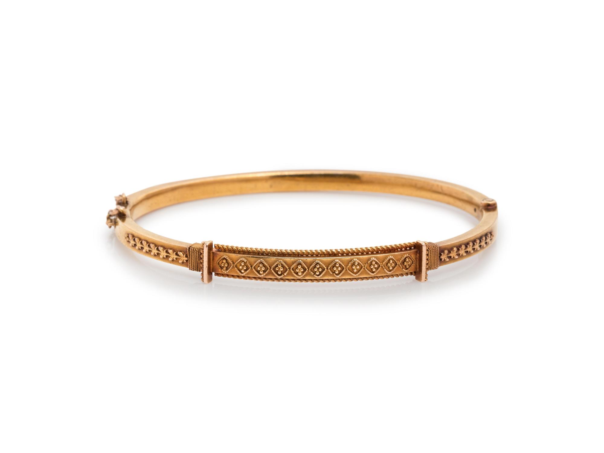 Etruscan Revival, Gold Bangle Bracelet