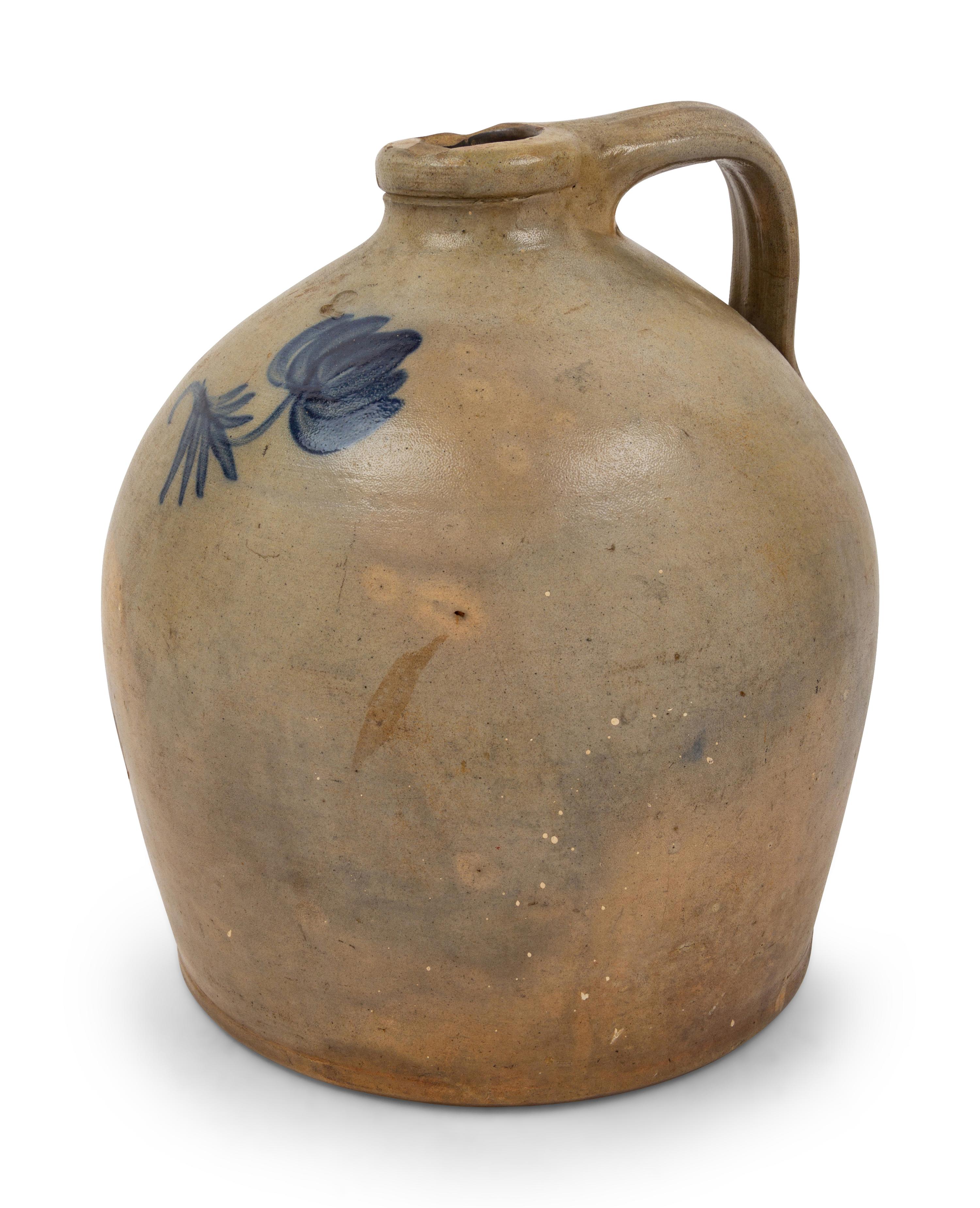 A Cobalt-Decorated Stoneware Two-Gallon Flower Jug