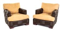 Pair of Block Island Lounge Chairs with Ottomans Donghia, Late 20th Century