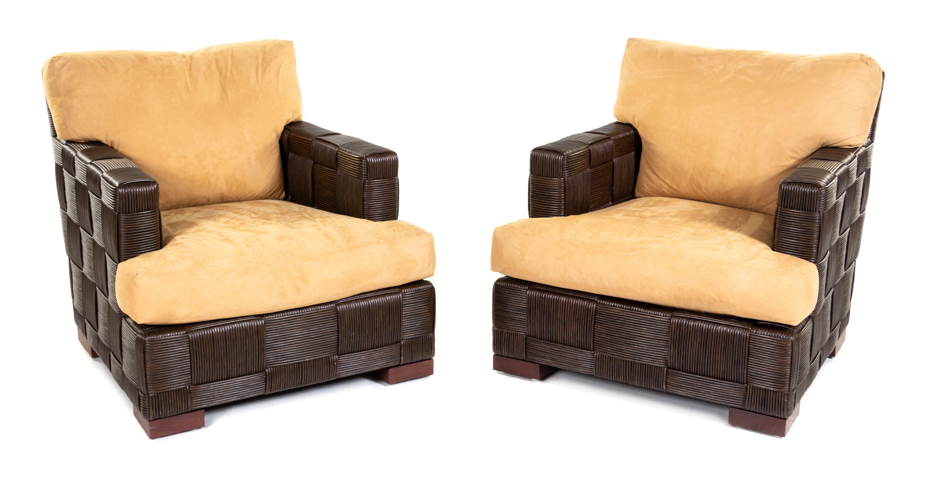 Pair of Block Island Lounge Chairs with Ottomans Donghia, Late 20th Century