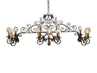 A Mizner Wrought Iron Twelve-Light Billiard Chandelier