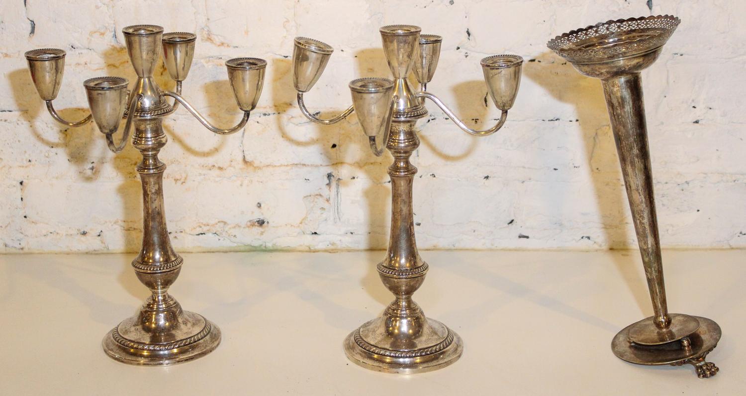 A Pair of Gorham Silver Candlesticks Height of candlesticks 10 1/4 inches.