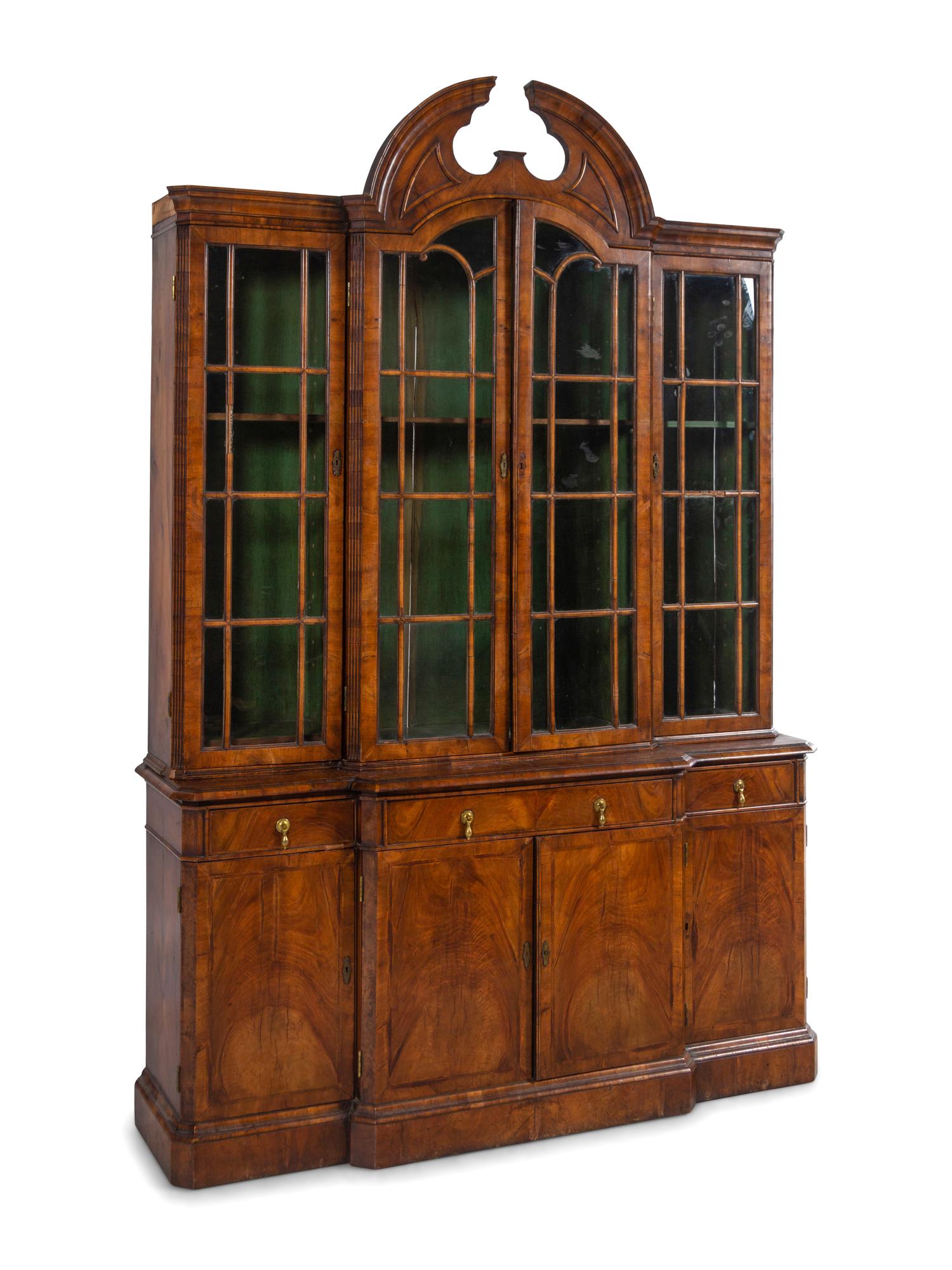 A George II Walnut Breakfront Bookcase