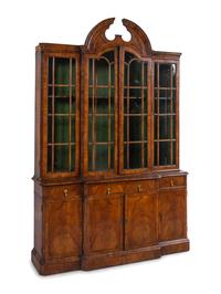 A George II Walnut Breakfront Bookcase