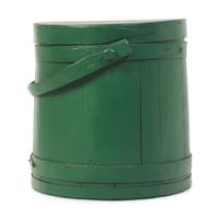 A Shaker Painted Firkin and a Maple and Pine Oval Two "Fingered" Pantry Box