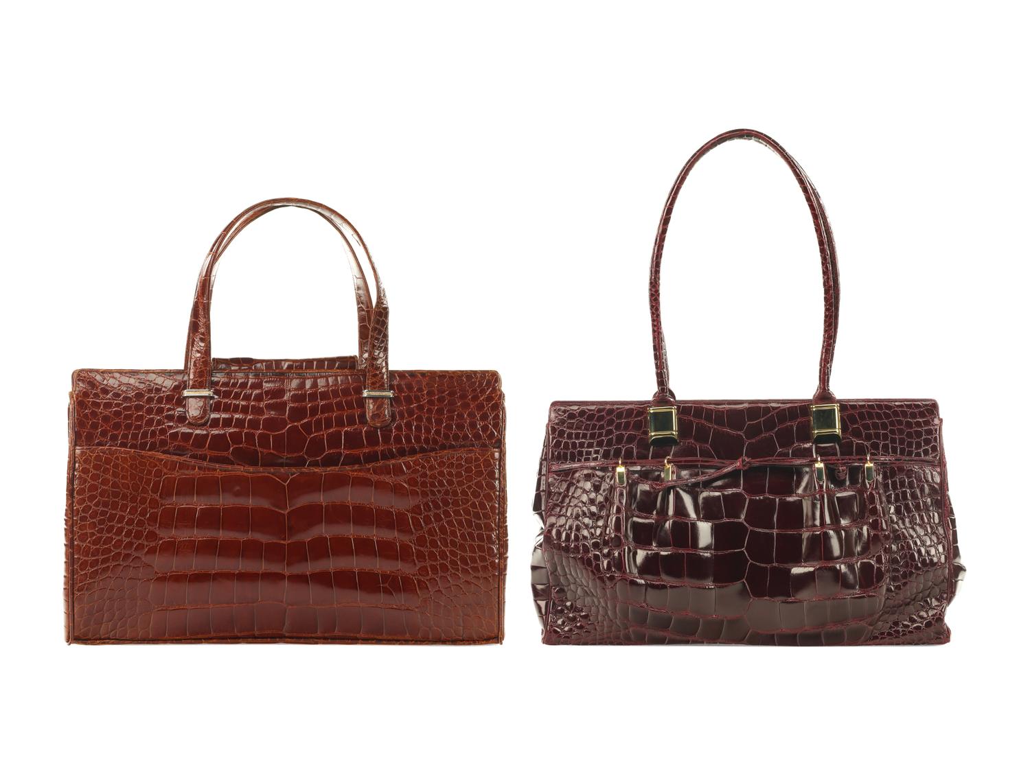 Two Judith Leiber Alligator Totes