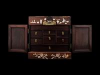 A Chinese Mother-of-Pearl Inlaid Huanghuali Seal Chest