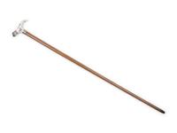 A German Porcelain and Silvered Metal Mounted Walking Stick