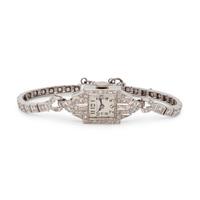 HAMILTON, PLATINUM AND DIAMOND WRISTWATCH