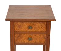 A Federal Mahogany Two Drawer Stand with Burled Drawer Fronts