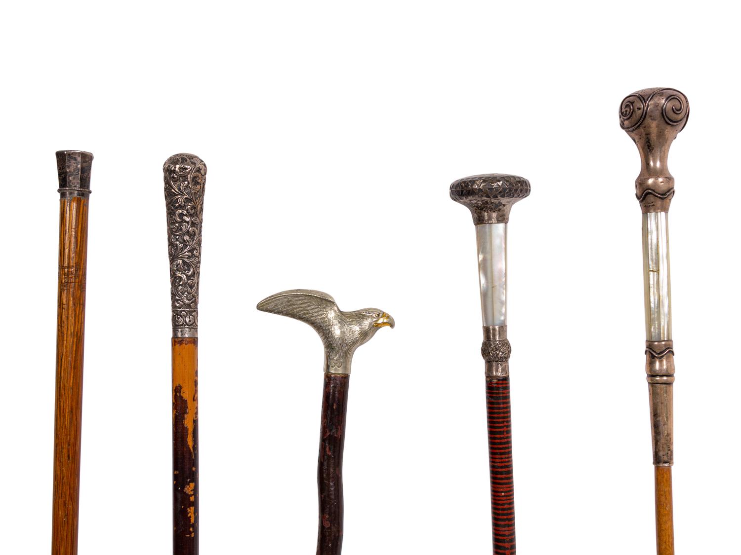 A Collection of Silver Mounted Canes