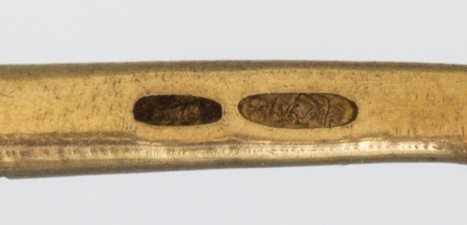 A Set of Six Russian Silver-Gilt and Enamel Demitasse Spoons, Mark of Vasiili Agafonov, kokoshnik mark of Ivan Lebedkin, Moscow, late 1