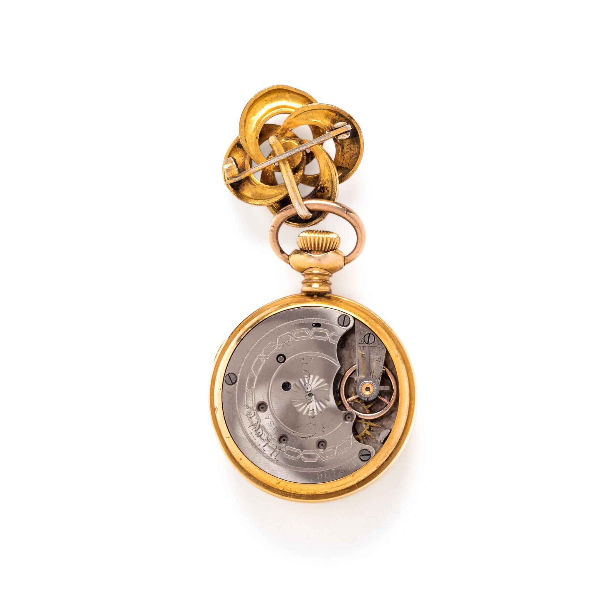 ART NOUVEAU, GOLD-FILLED LAPEL WATCH