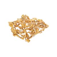 YELLOW GOLD, DIAMOND AND CULTURED BAROQUE PEARL BROOCH