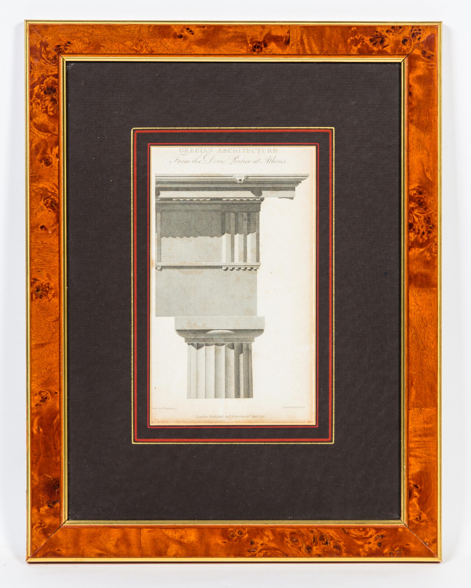 Three Architectural Engravings Height 8 1/2 x width 5 inches.