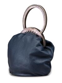 Navy Blue Leather Purse, with Sterling Silver Handle and Clasp