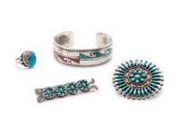 Group of Silver and Turquoise Southwestern Jewelry