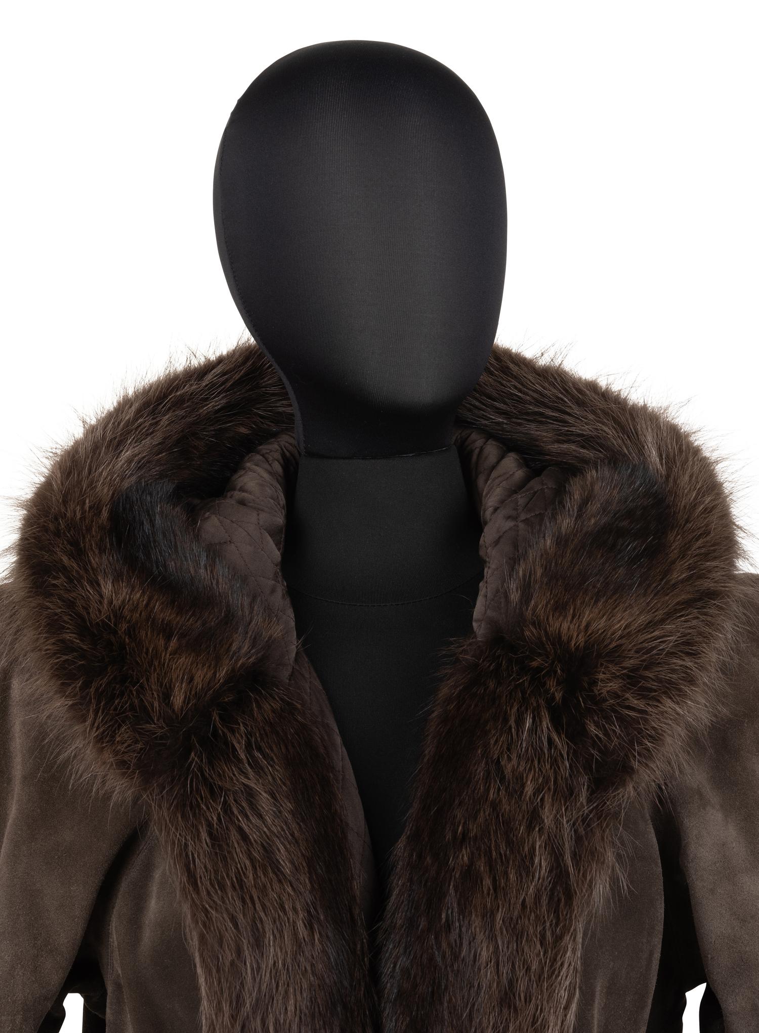 Yves Saint Laurent Haute Couture Suede Jacket with Racoon Trim, Fall 1983