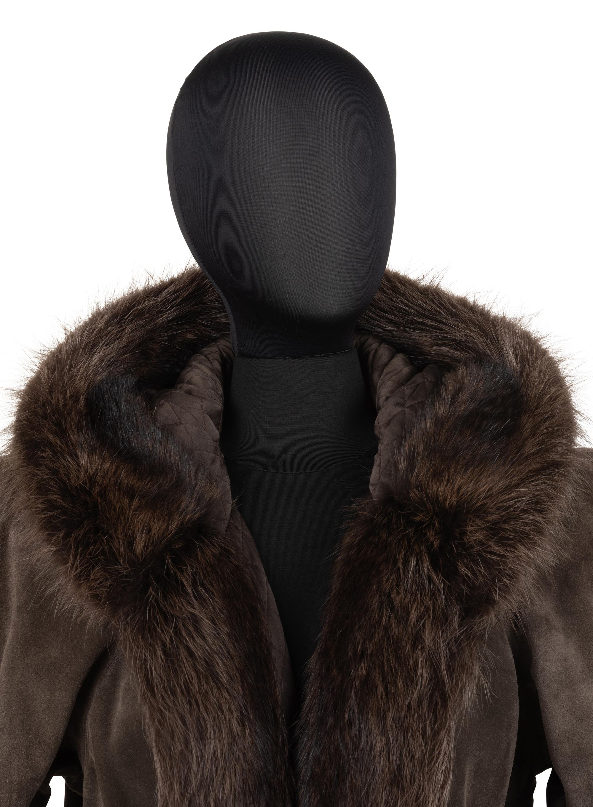 Yves Saint Laurent Haute Couture Suede Jacket with Racoon Trim, Fall 1983