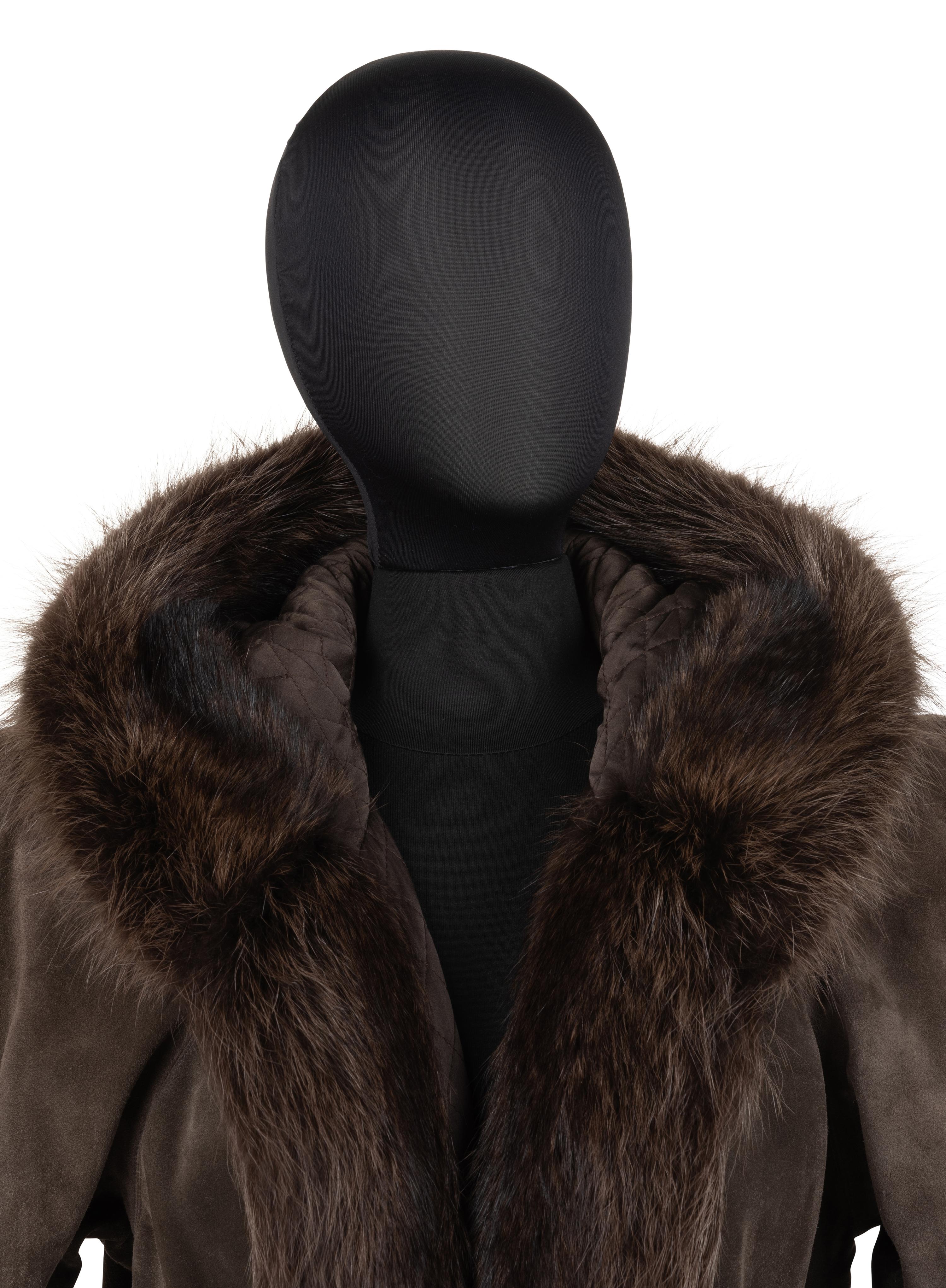 Yves Saint Laurent Haute Couture Suede Jacket with Racoon Trim, Fall 1983