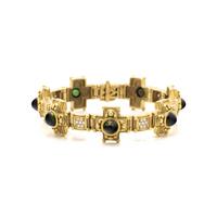 KIESELSTEIN-CORD, YELLOW GOLD, GREEN TOURMALINE AND DIAMOND BRACELET