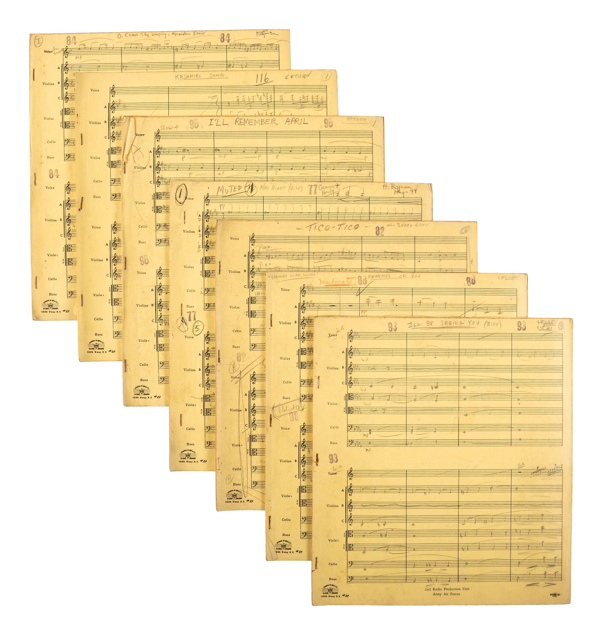 [WORLD WAR II] -- [MILLER, Glenn (1904-1944)]. World War II-era archive of manuscript scores and ephemera related to the Glenn Miller Army Air Force Band and associated musicians and orchestras.