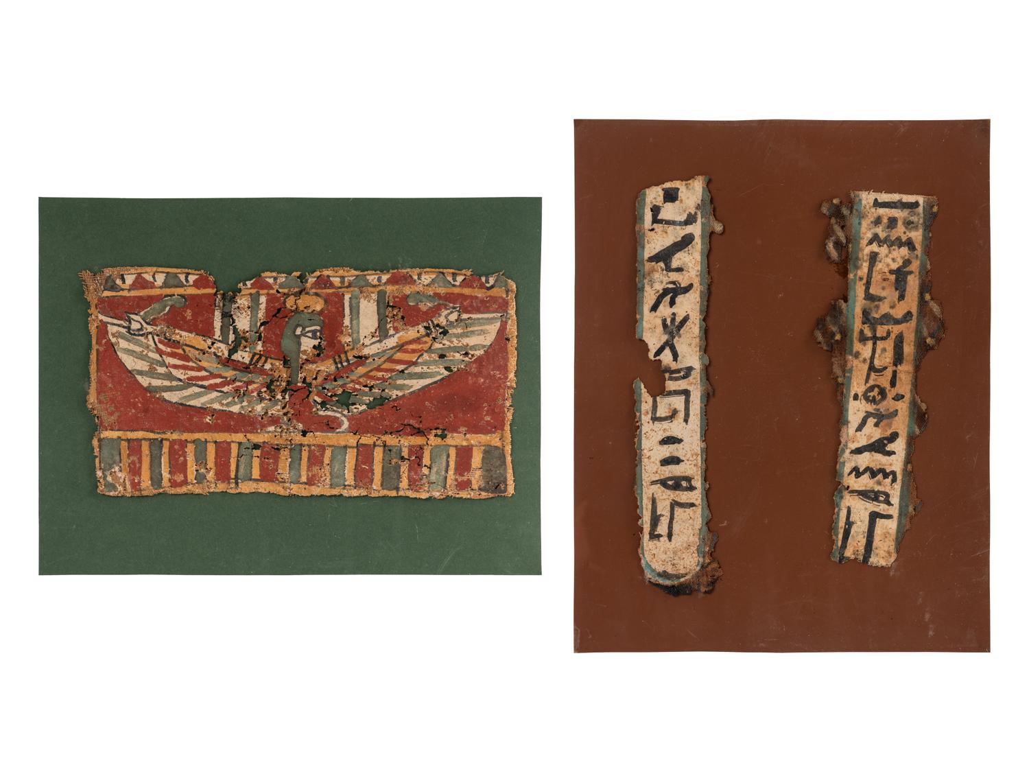 Three Egyptian Painted Cartonnage Fragments