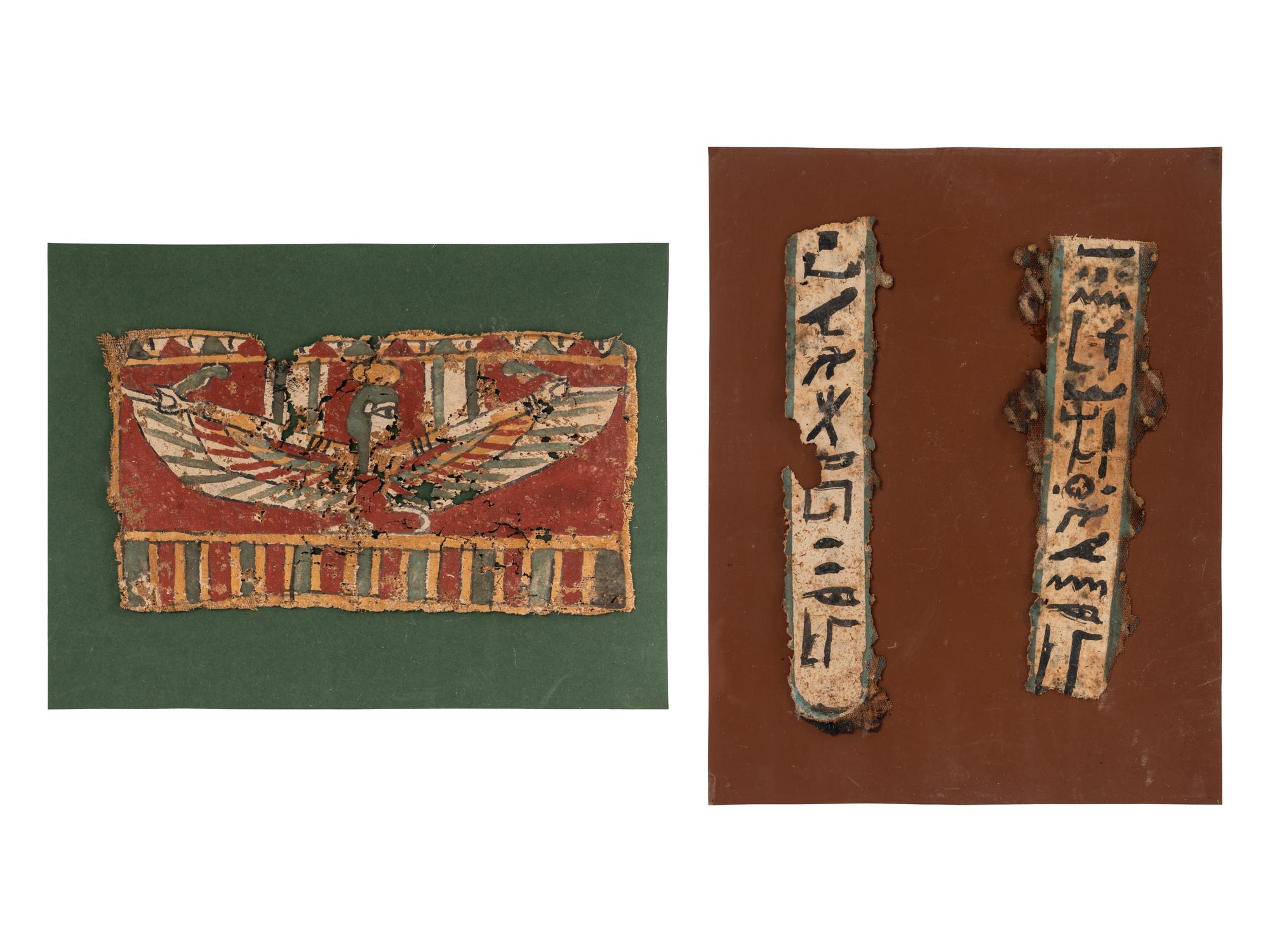 Three Egyptian Painted Cartonnage Fragments