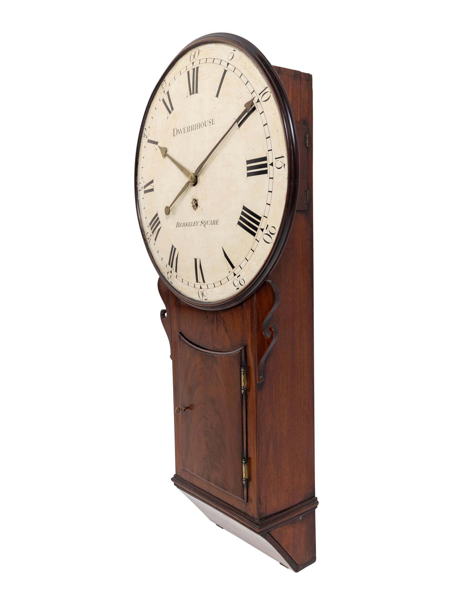 A Regency Figured Mahogany Wall Clock