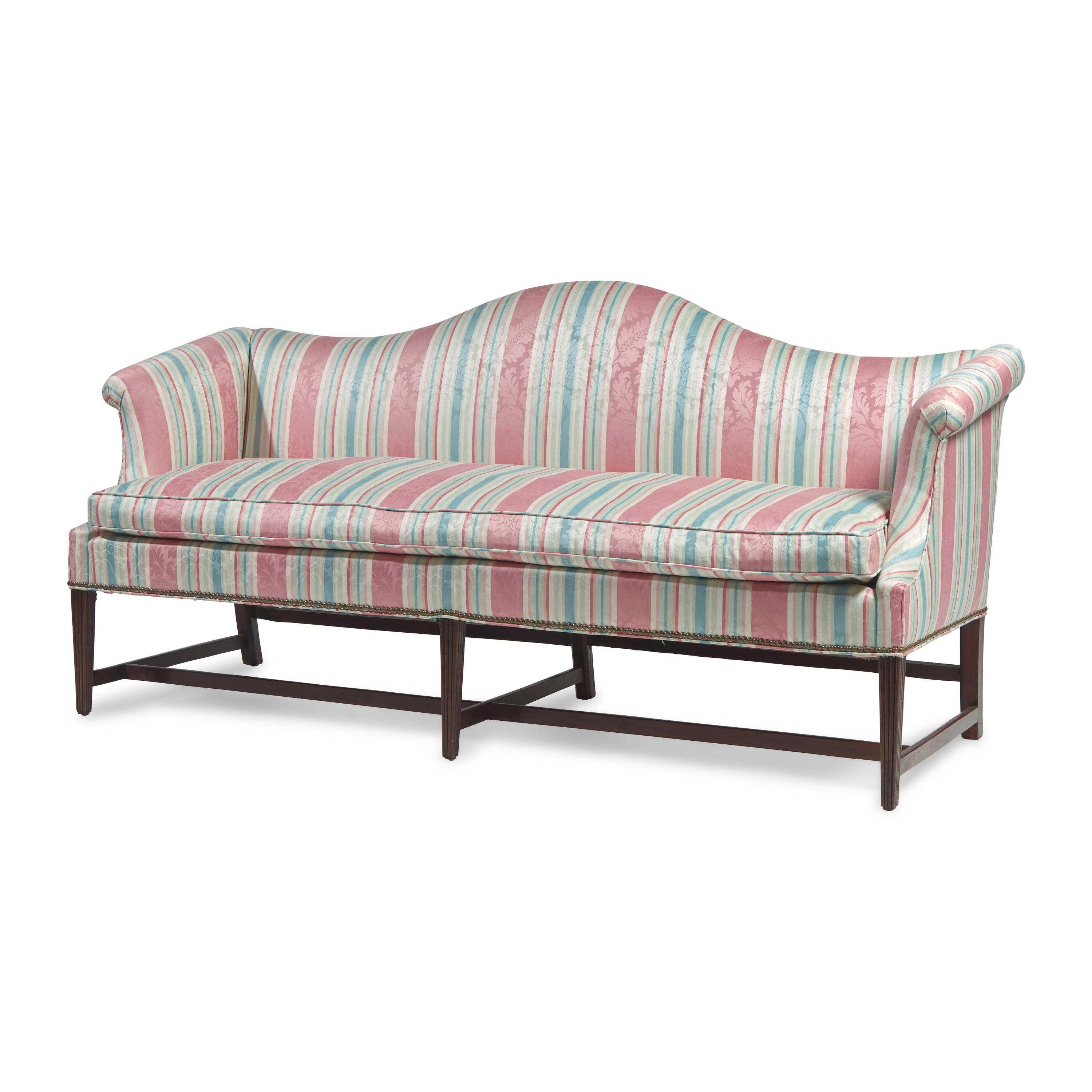 A Federal Mahogany Camel-Back Sofa