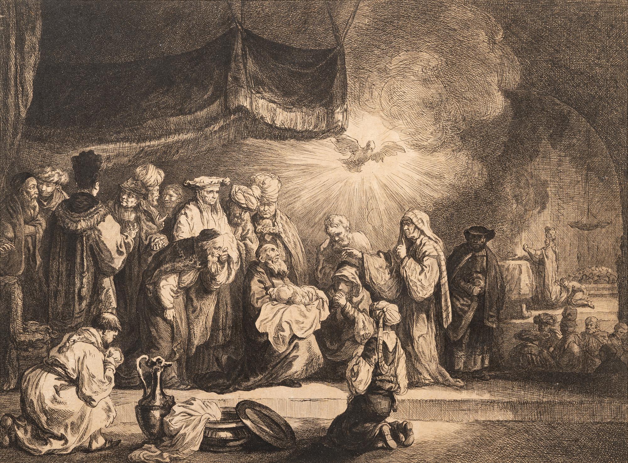 A group of five prints depicting religious scenery
