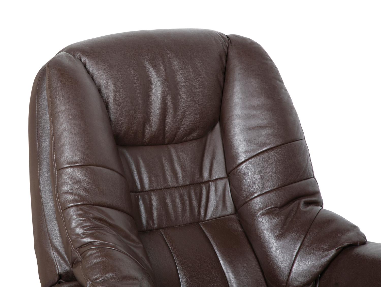 A Pair of Modern Leather Lounge Chairs with Ottomans — 20TH CENTURY