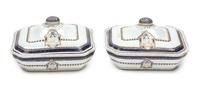 A Pair of Chinese Export "Initialle" Porcelain Vegetable Dishes and Covers