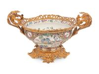 A Chinese Export Gilt Bronze Mounted Porcelain Bowl