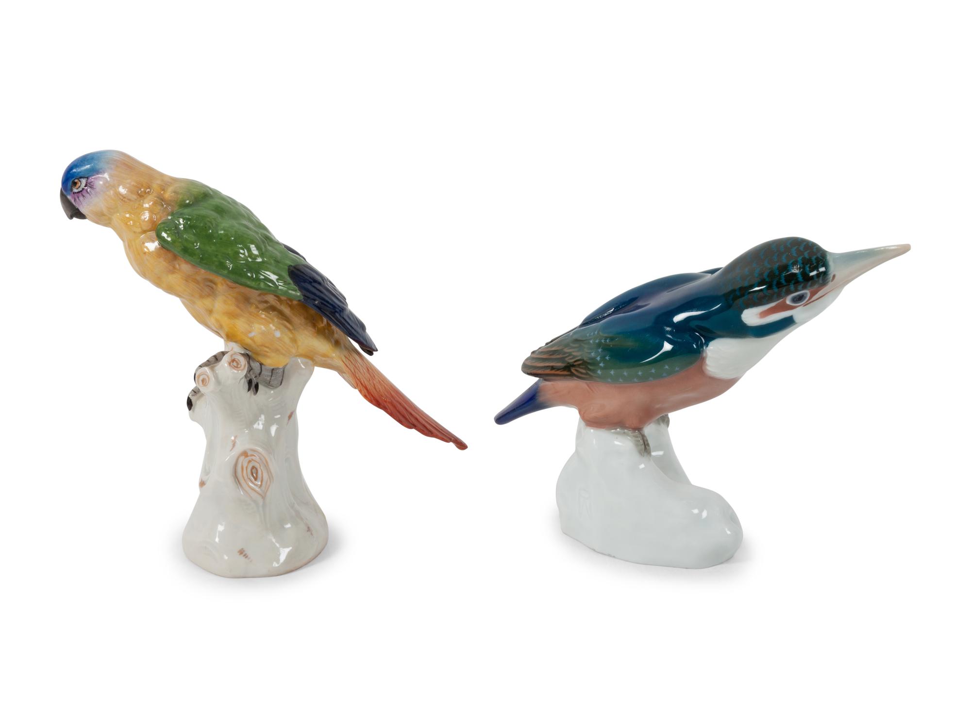 A Pair of Continental Porcelain Birds