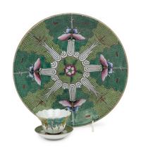 Three Chinese Export 'Cabbage Leaf' Porcelain Wares