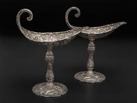 A Pair of American Repousse Silver Tazze