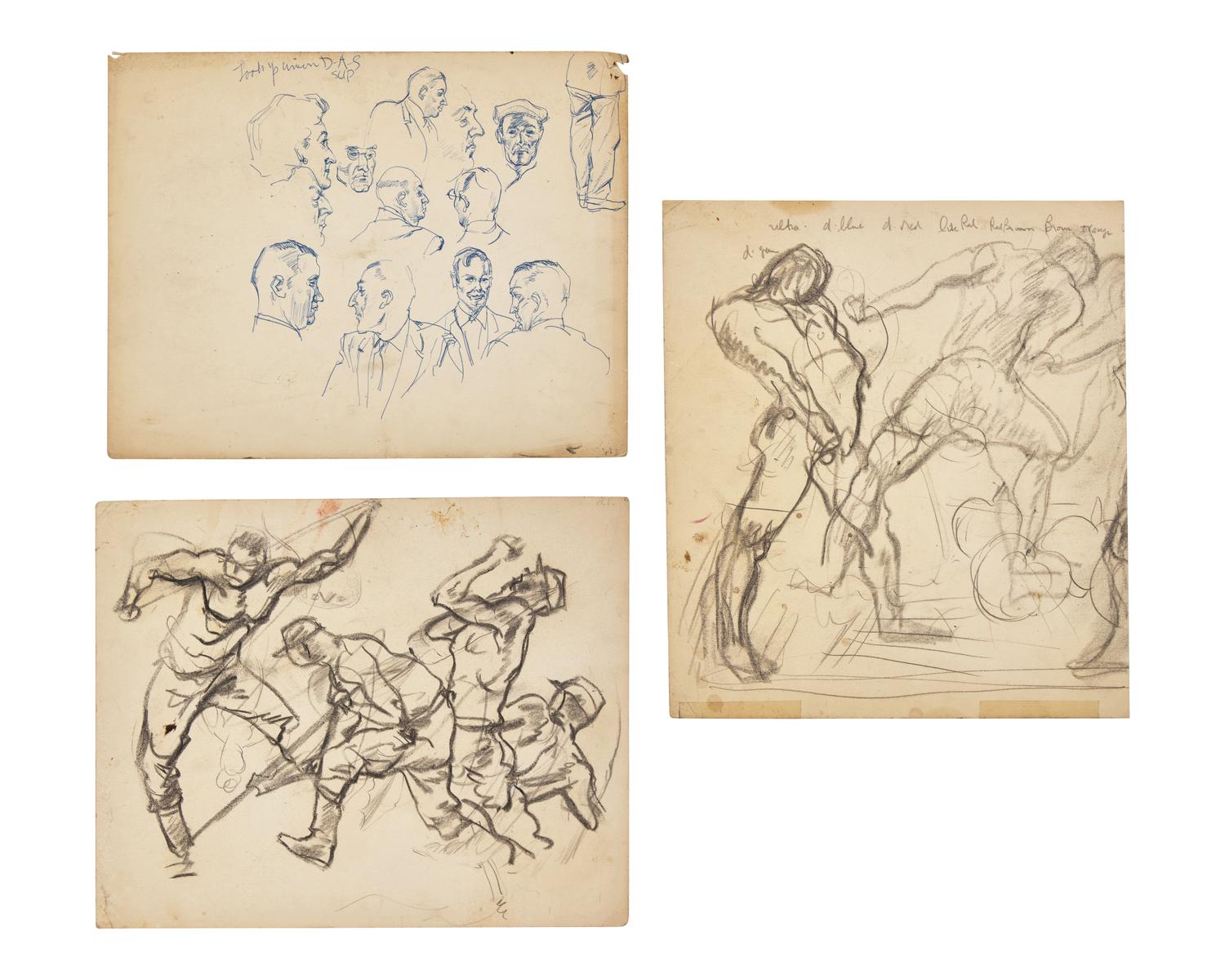 Four Works: Soldier Studies (Three Double-Sided Works) (4)